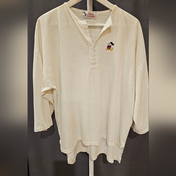 Disney Other - Disney Men's Off-White Long Sleeve Henley with Mickey Mouse
